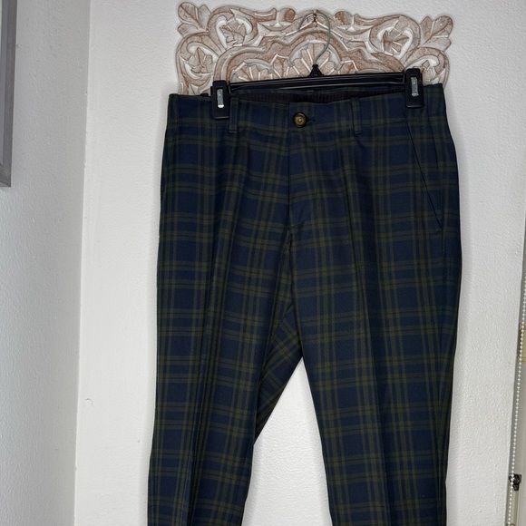 Original Penguin Women's Tartan Plaid Pants - Navy and Olive - Picture 2 of 9